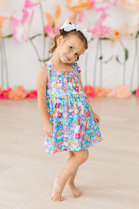 preppy-floral-ruffle-cross-back-dress Mila & Rose at Sophia's Style-Preppy Floral Ruffle Cross Back Dress-2T-Ruffle Cross Back Dress-1